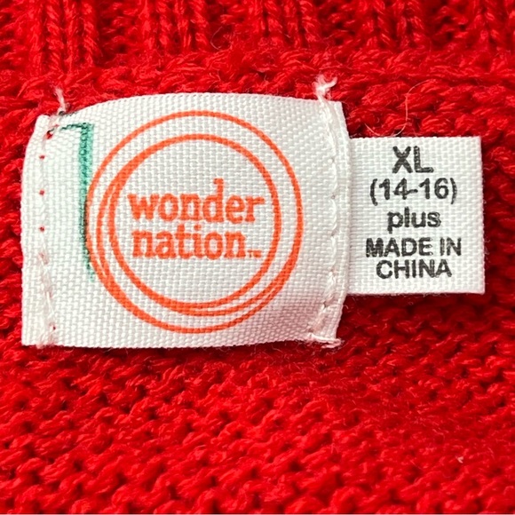 Wonder Nation Holiday Sweater Dress w/ Gold Sequin Detailing, Red Size XL(14-16) - Picture 3 of 6